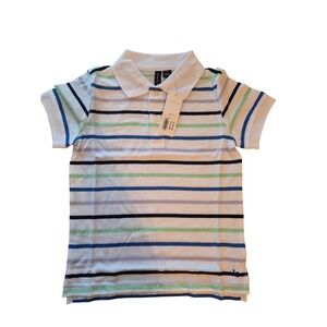 Janie and Jack Striped Polo Shirt Size 4 Kids Short Sleeve Top Casual